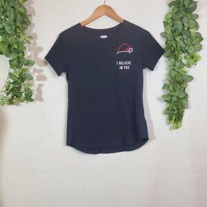 Old Navy I Believe in You Christmas T-shirt Black Size XS X-Small Short Sleeve